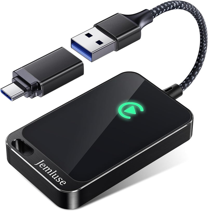 Jemluse Wireless CarPlay Adapter for Apple iPhone - Multi-User Seamless Connection for Convert Wired to Wireless Car Play Adapter - No Latency from iOS 10+ to Screen w/USB C (All Black) - Image 1